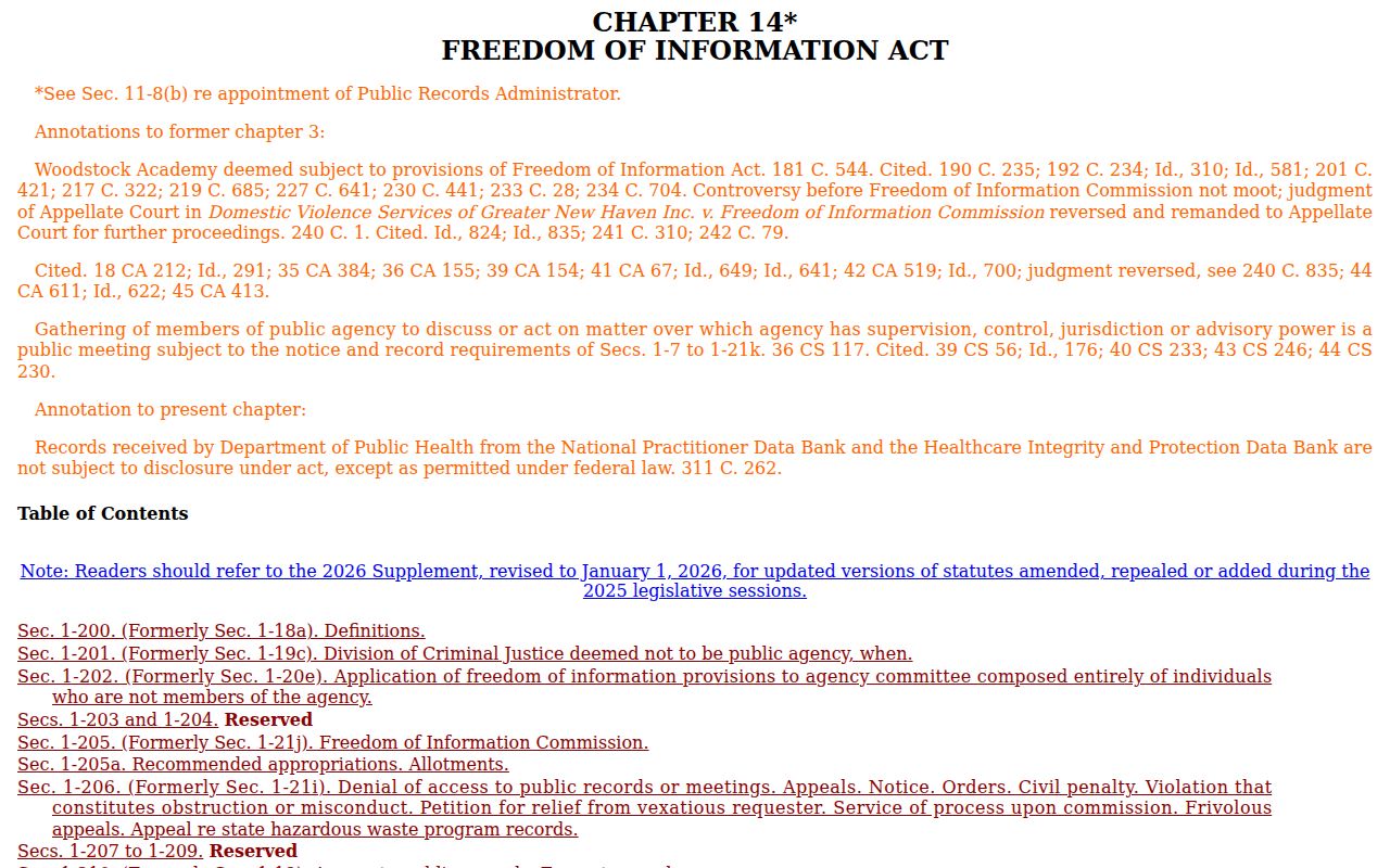 Windham County Superior Court Clerk Connecticut public records definitions