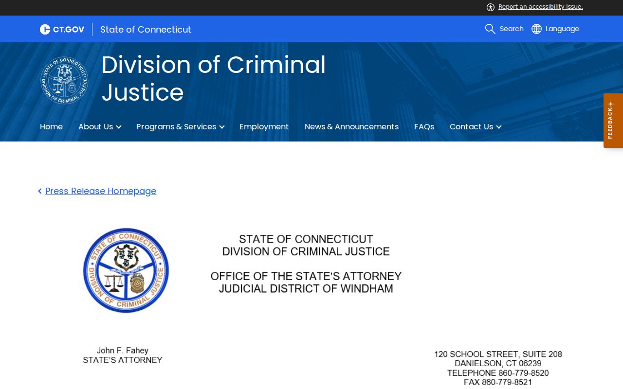 Windham County arrest records and court charges Eastford arson sentencing source