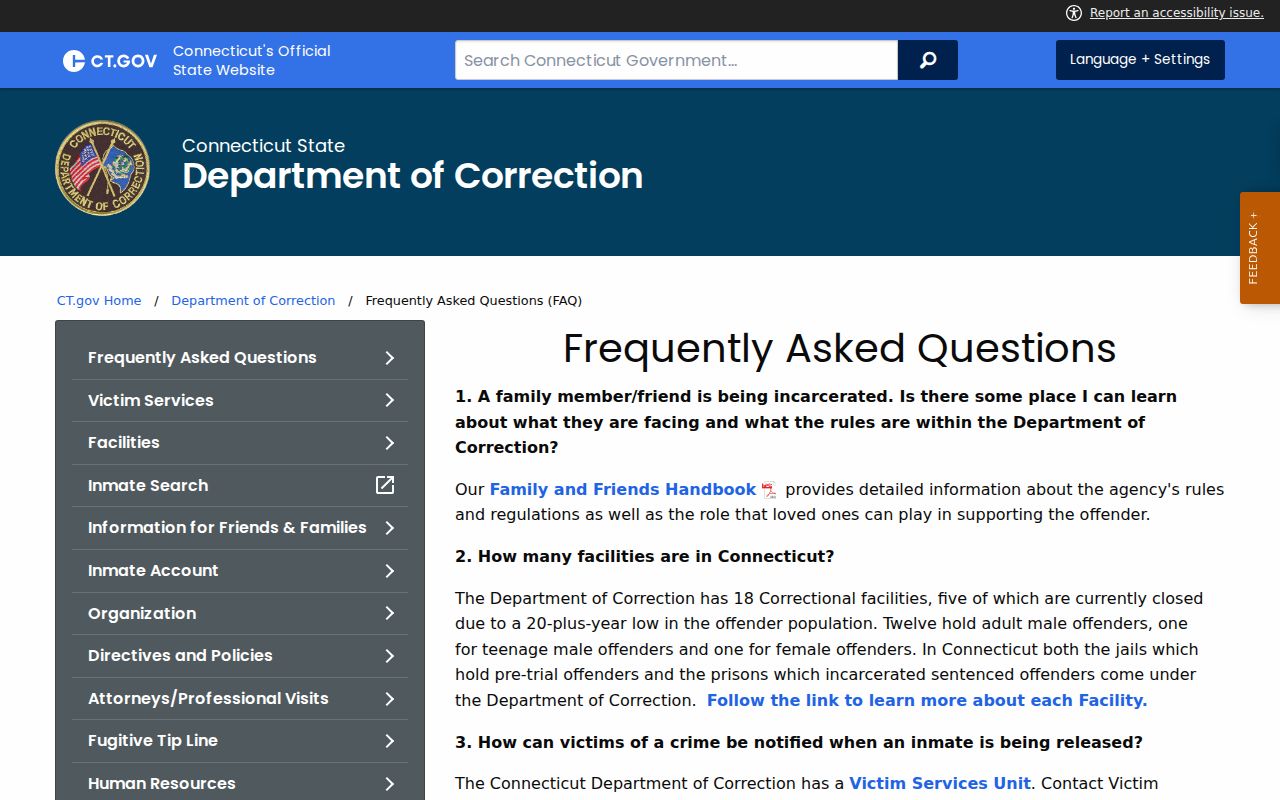 Windham County arrest records and court charges DOC custody FAQ source
