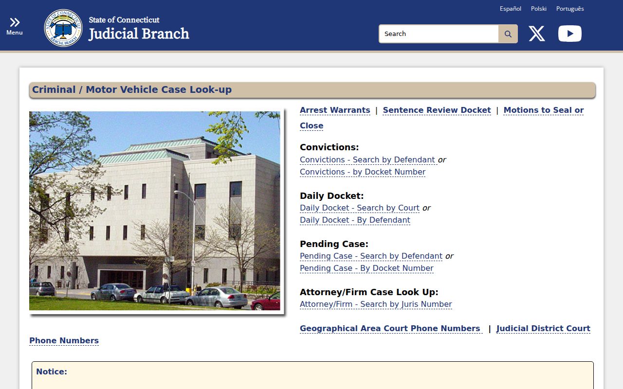 Windham County criminal court records criminal and motor vehicle lookup landing page