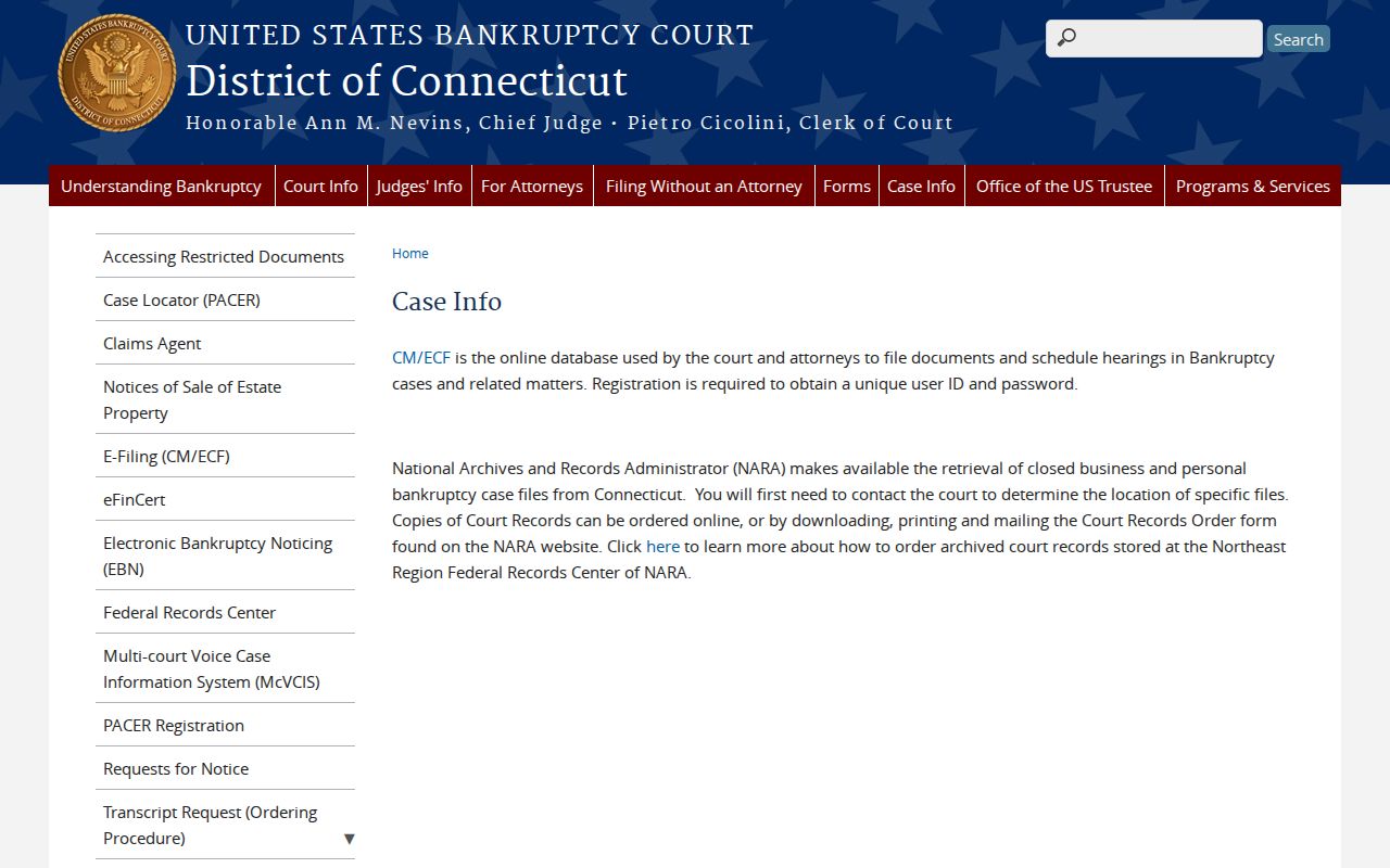 Windham County warrant search bankruptcy case information source